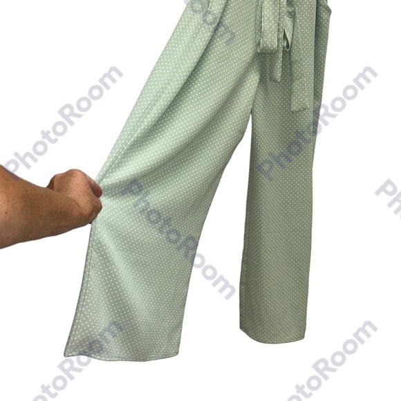 Monteau Anthropologie | Polka Dot Jumpsuit Button Up Bubble Sleeveless Mint G… - Picture 5 of 9